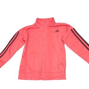 Kids Adidas Track Jacket Coral Pink Full Zip Size 6 Recycled Polyester